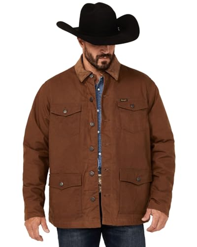 Wrangler Men's Canvas Flannel Lined Button-Down Barn Jacket Brown US