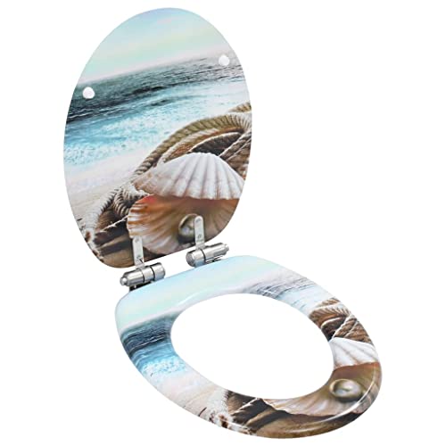 PLHBVDFWE Assento sanitário com tampa de fecho suave MDF Muschel Design-Hardware para canalização - WC