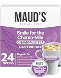 Maud's Organic Chamomile Lavender Tea Pods, 24 ct, Single Serve Pods – 100% Gourmet Blended Tea Leaves, Compatible with Keurig K Cups Maker