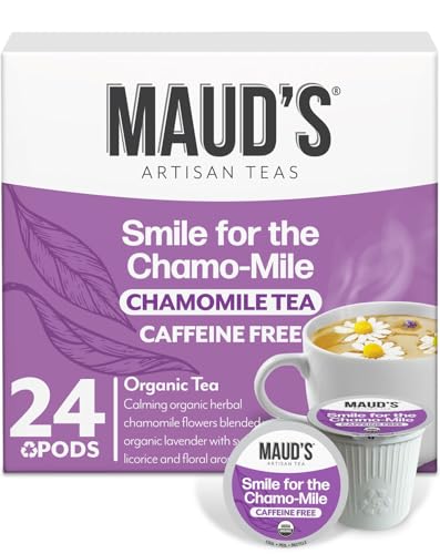 Image of Maud's Organic Chamomile Lavender Tea Pods - 24ct | Gourmet Blended Tea Leaves in Single Serve Tea Pods - Compatible with Keurig Coffee Makers