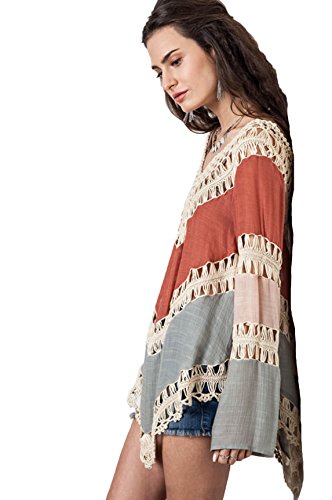 Women’s Boho V Neck Crochet Tunic Tops Blouse Shirt Hollow Out Beach Swimsuit Cover up4