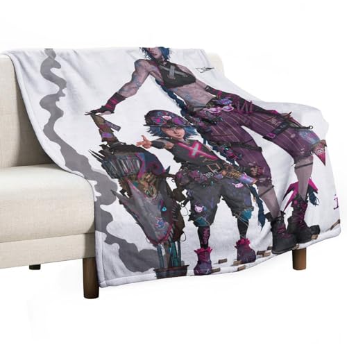 League Arcane of Legends - Póster de Vi y Jin-x (53) mantas de forro polar, manta de franela de felpa suave y mullida, ligera de 300 g/m² para todas las estaciones, 40 x 50 pulgadas