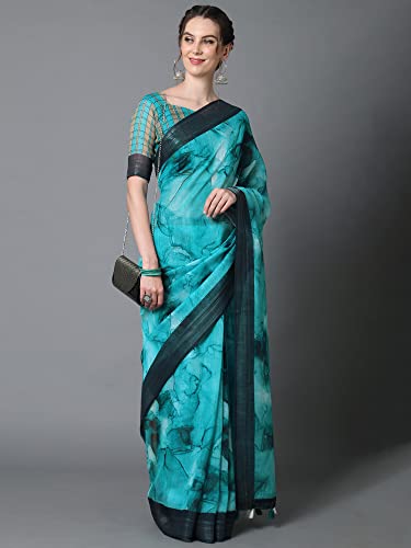 Image of AKHILAM Women's Multicolor Litchi Silk Ethnic Motif Print Saree With Unstitched Blouse Piece|sarees for women | litchi silk sarees