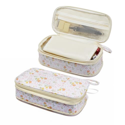 Image of Janhavi Initial Large Capacity Premium Oxford Cute Aesthetic Pencil Case Pouch Bag Special School Supplies Colored Stationery Organizer Gifts for Girls, Women, Adults