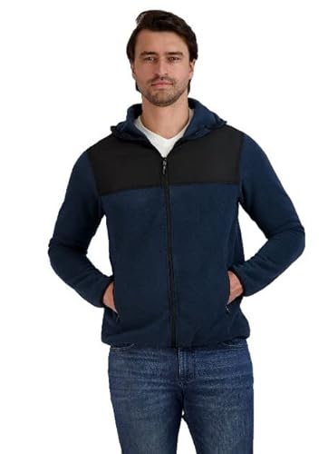 Swiss Alps Mens Full Zip Hooded Polar Fleece Jacket, Navy, Xl #TOP4