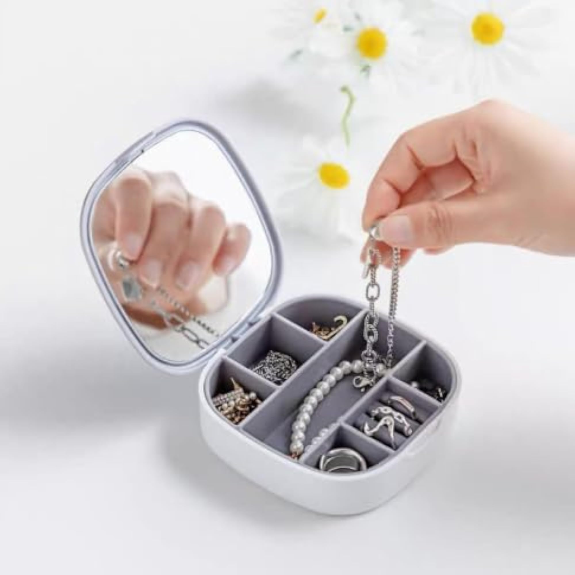 Compact Jewelry Organizer with Mirror, Travel-Friendly