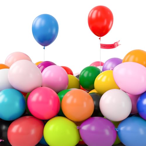 PartyWoo Rainbow Balloons, 105 pcs 5 Inch Balloons Assorted Colours, Multi Coloured Balloons for Balloon Garland or Balloon Arch as Birthday Decorations, Party Decorations, Baby Shower Decorations