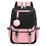 Mochila Pompom Bolsa Moda Coreana Escolar Viagem Saída Usb Chaveiro Pom Pom Saída Fone de Ouvido