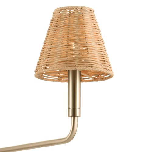 KICHLER Bekah 5-Light Chandelier, Global Boho Light with Handwoven Rattan Shade in Champagne Bronze, Sloped Ceiling Compatible, for Dining or Living Room (11.75\" x 38\"), 52731CPZ