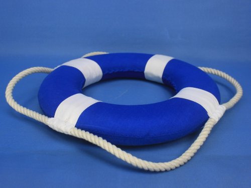 Hampton Nautical Vibrant Blue Lifering With White Bands, 10" #TOP2