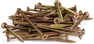 SEQUAL Multi Purpose Screws M4 x 16mm (box of 200), Yellow & Zinc Screws Passivated, Double Countersunk Wood Screws, MDF Screws & Chipboard Screws, Woodscrews Packs For Chipboard, Wood And Thin Metal