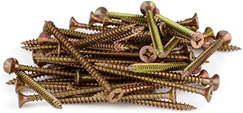 SEQUAL Multi Purpose Screws M4 x 16mm (box of 200), Yellow & Zinc Screws Passivated, Double Countersunk Wood Screws, MDF Screws & Chipboard Screws, Woodscrews Packs For Chipboard, Wood And Thin Metal