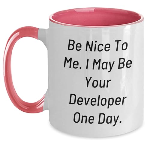 Funny Developer Gifts: Be Nice To Me I May Be Your Developer One Day Two Tone Coffee Mug for Programmer Sweetheart Christmas Memorable Presents
