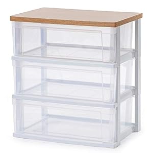 アイリスオーヤマ チェスト ワイド 3段 4段 5段 日本製 簡単組み立て 幅54.5×奥行き39.1 フレンチオーク木天板 b)ナチュラル