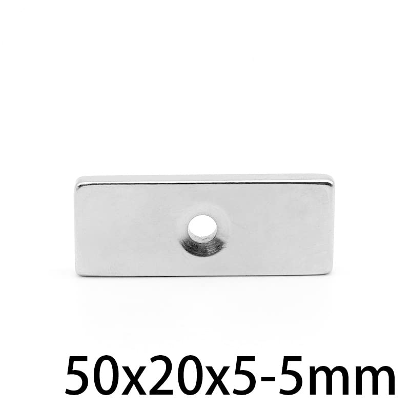 1/2/5/10PCS 50x20x5-5mm Big Strip Block Hole 5mm 50 * 20 * 5-5 Thick Quadrate Permanent NdFeB Sheet 50x20x5-5 Magnet(10PCS)