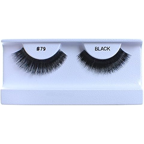 10 Pairs 100% Human Hair False Eyelashes Natural Black #79 Cover
