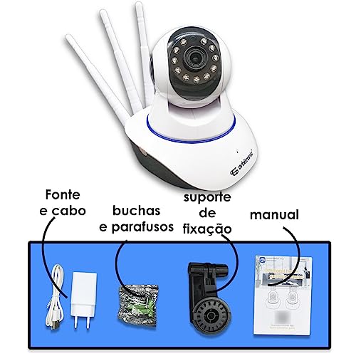 Câmera Segurança 3 Antenas Robo Baba Pet Ip Onvif Wifi Noturna Orbitronic
