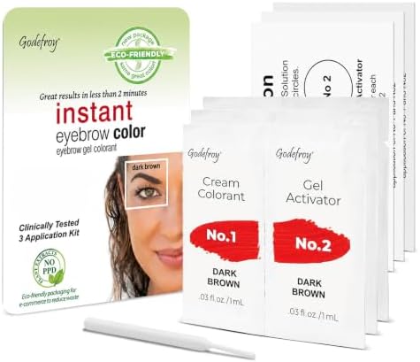 Godefroy Temporary Brow Color, Dark Brown, 3 Applications, Fast-Acting