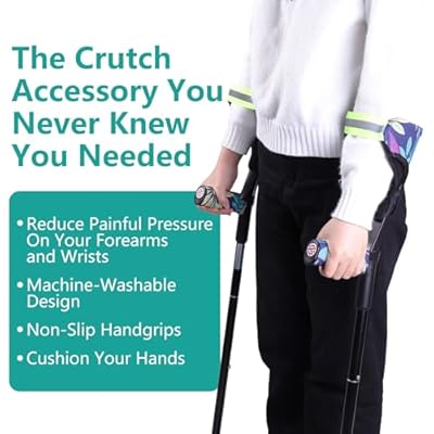 Forearm Crutch Pads and Hand Grip Covers for Open Cuff Crutches Forearm Crutches Accessories,Moisture Wicking Breathable Forearm Crutch Covers with Elastic Strap Increases Walking Comfort (Leaf)