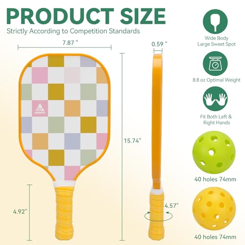 Image of AOBORTY Pickleball Paddles 4 Pack - USAPA Light Graphite Premium Rackets Fiber Face & Polymer Honeycomb Core Pickleball Set with 4 Outdoor Indoor Balls Including Portable Carry Bag