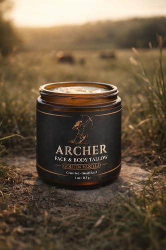 Generic ARCHER Tallow Moisturizer for Face & Body - Deep Hydration Skin Balm - Golden Vanilla - Grass-Fed, Non-Greasy - 4 oz
