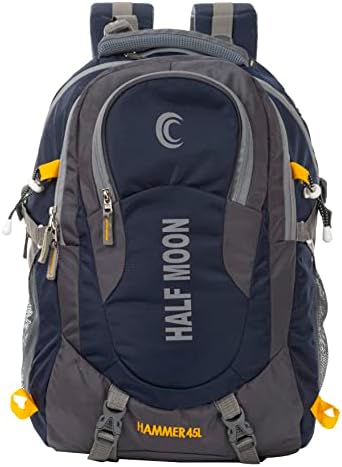 Half Moon 45L Hammer Waterproof Laptop Travelling Rucksack Trekking Backpack for Travel Journey bags for Men Women Boys & Girls with 17.3inch Laptop Compartment & Rain cover