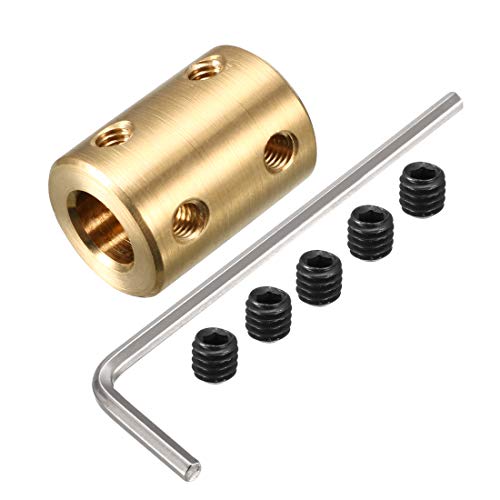 uxcell 6mm to 8mm Bore Rigid Coupling Set Screw L22XD16 Copper,Shaft Coupler Connector,Motor Accessories w Wrench