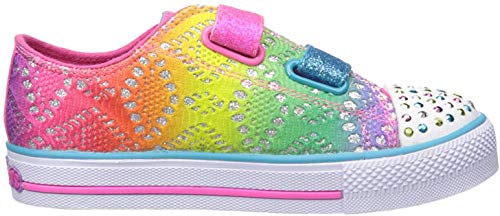 Skechers Kids Twinkle Toes Shuffles Sweet Steps Light-Up Sneaker,Rainbow Multi Flowers,7 M US Toddler