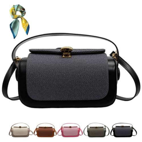 Colorful Fabric Flap Crossbody Bag for Women,Small Elegant Leather Top Handle Handbag,Mini PU Leather Travel Purse