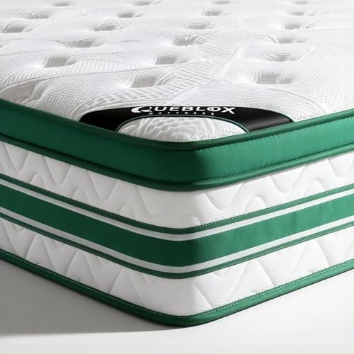 Queblox Double Mattress 4FT6 11Inch Memory Foam 7 Zone Orthopedic Double Mattress Pocket Sprungs Medium Firm - Motion Isolation 135x190x28 cm