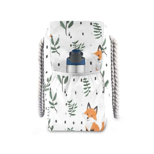 Cute Cartoon Foxes Portable Work Tote Bags with side pocketes Bag For Women Perfect for Travel Pool Swim Beach Vacation Necessities3