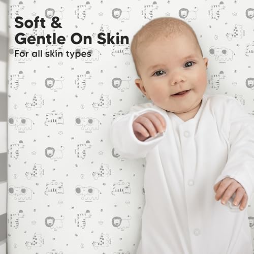Image of KeaBabies 2-Pack Baby Crib Sheets for Boys, Girls, 52x28 Fitted (KeaSafari) | Viscose Derived from Bamboo, Toddler Bed Sheets Neutral, Fitted Crib Mattress Sheet for Standard Baby Bedding, Soft, Cozy