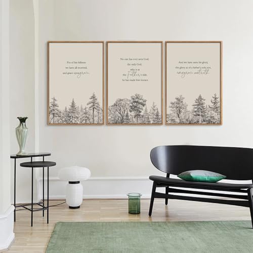 KYLESONLIE Large Christian Bible Verse Framed Canvas Wall Art, Inspirational Jesus Scripture Posters Wall Decor, Nature Forest Zen Art Paintings for Living Room Bedroom Dining Room Church 16"x24"x3 by KYLESONLIE - Used condition - Image 5