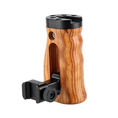 Image of NICEYRIG NATO Quick Release Wooden Handle, Universal Side Grip with Mounting Holes Cold Shoe - 268