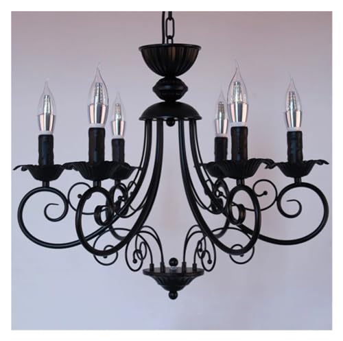 Lustre, V-intage Loft Retro Lustre Cor Preta V-intage Lustre Vela Lâmpada Suspensão Lustres de Ferro