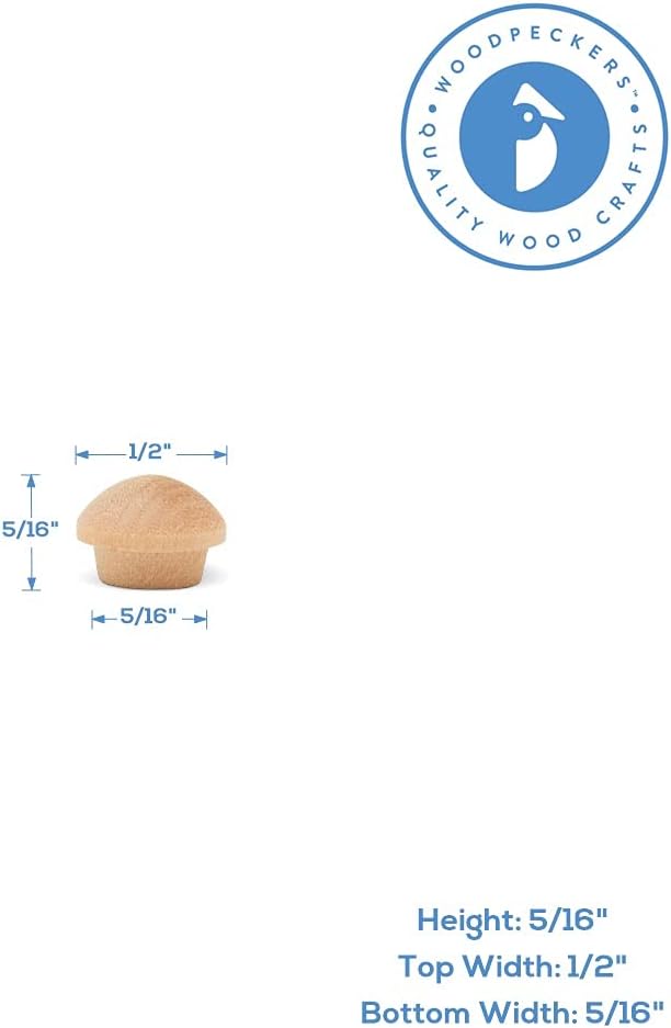 Wood Hole Plugs 5/16 inch, Pack of 100 Maple Button Top Wood Plugs for Screw Holes, by Woodpeckers