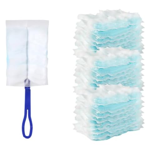 30 Pack Duster Refill Compatible with Swiffer Duster, Multi Surface Heavy Duty Feather Dusters Kit with 1 Handle, Duster Replacement Refills for Cleaning Furniture, Blinds, Ceiling Fans and Car Cover