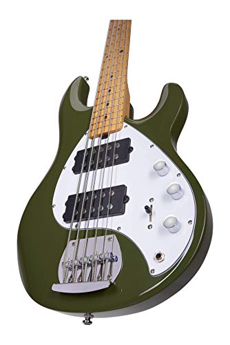Sterling By Music Man 5 String Bass Guitar, Right, Olive (Ray5Hh-Olv-M1) #TOP5