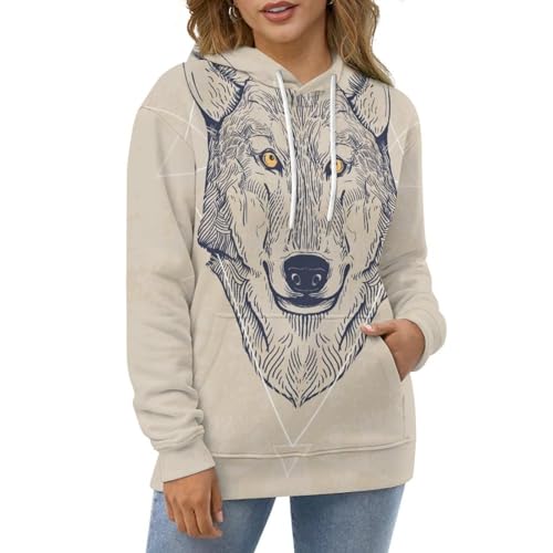 Sweat à capuche loup UMENG pull manches longues unisexe taille S - 5