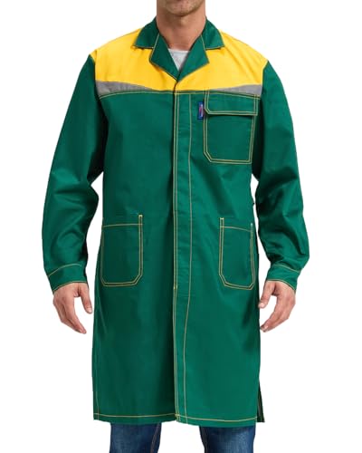 Oralidera Mechanic Lab Coat for Men Workshop Long Coat Warehouse Work Smocks Shop Coats, Green, M