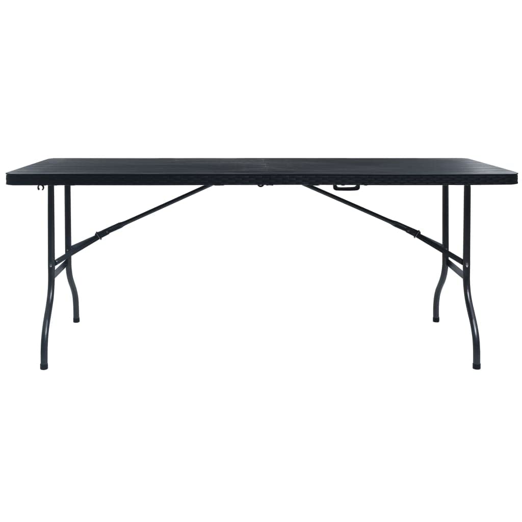 Stół tarasowy, meble ogrodowe, stół balkonowy, stół ogrodowy, składany, czarny, 180 x 75 x 72 cm, wygląd rattanu HDPE, do ogrodów, tarasów, balkonów