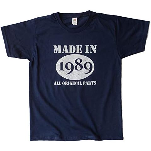 CottonJuice Designs Made in 1989 All Original Parts, Funny Men's Birthday t Shirt (X-Large) Navy Blue Cover