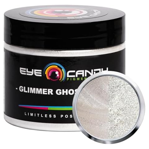 Eye Candy Premium Mica Powder Pigment “Glimmer Ghost White” (50g) Multipurpose DIY Arts and Crafts Additive | Woodworking, Bath Bombs, Resin, Paint, Epoxy, Soap, Nail Polish (Glimmer Ghost White, 50G) Cover