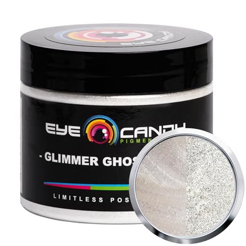 Eye Candy Pigments Premium Ghost Mica Powder - Glimmer White (50gr) - for Epoxy, Resin, Soap, Paint, Woodworking, Acrylic Pouring, Bath Bombs, Fishing Lures - DIY Arts and Crafts Additive