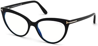 FT5674-B 001 Shiny Black Plastic Cat-Eye Blue Block Eyeglasses 54mm