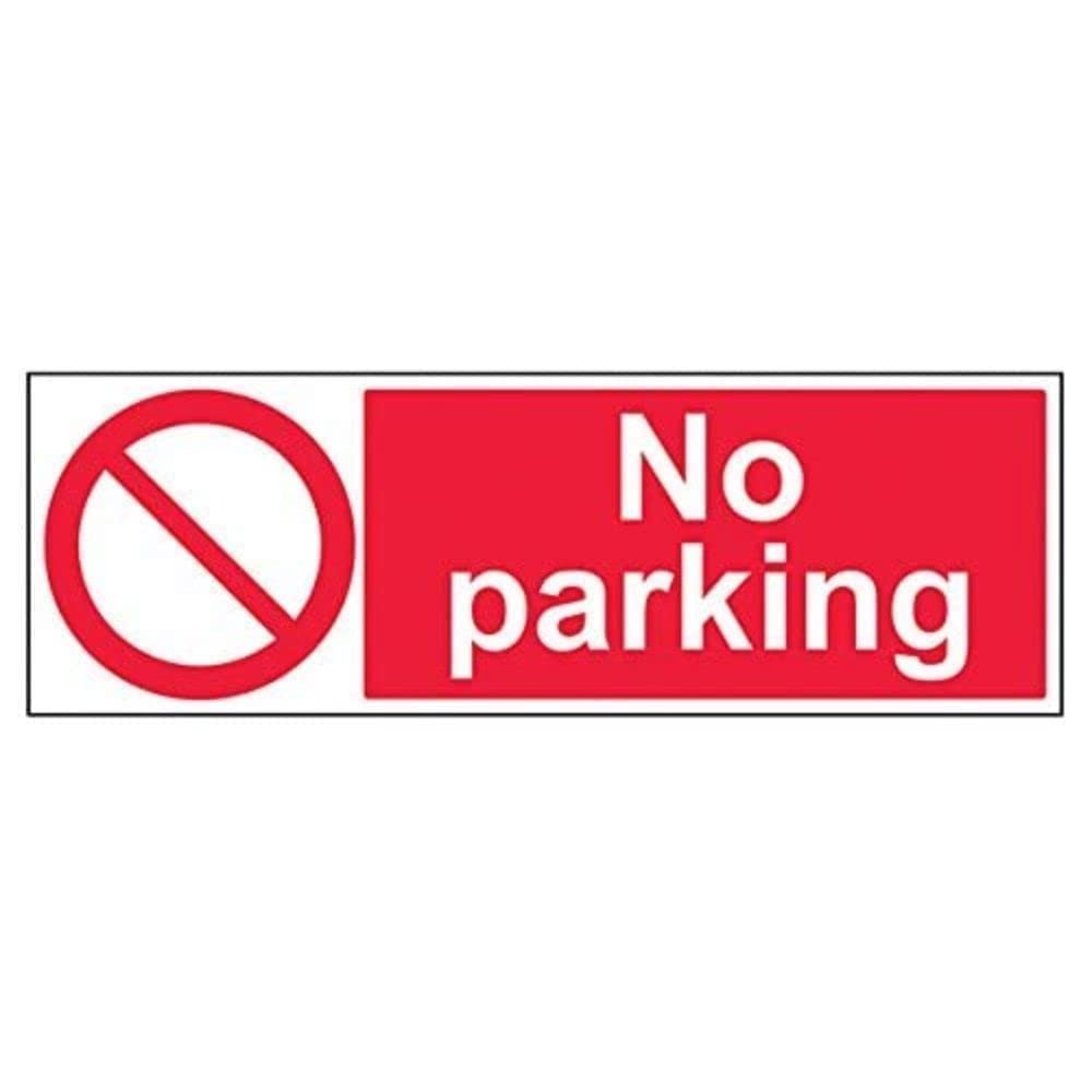 V Safety No Parking Prohibition Sign - 600mm x 200mm - 1mm Rigid Plastic