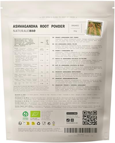 Foto von NaturaleBio Bio Ashwagandha Wurzelpulver Adaptogen