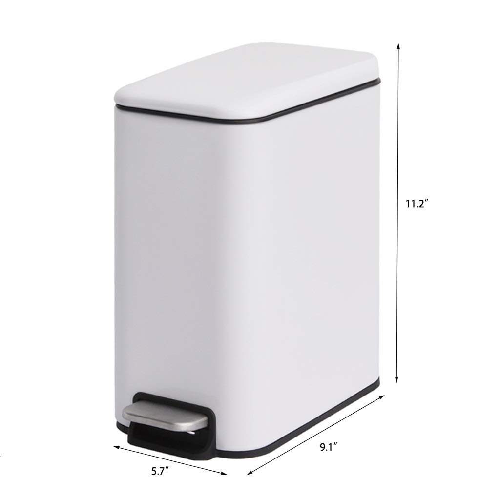 Portable Stainless Steel White Sealed Trash Can with Foot Pedal Small Size 5L Suitable for Narrow Space Household Toilet Kitchen Can Recycler