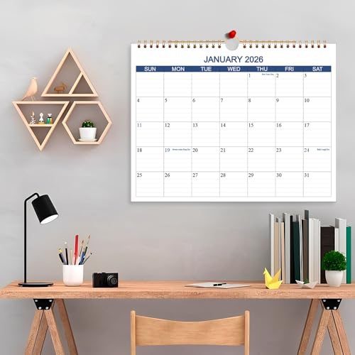 Calendar 2026 2027 - Wall Calendar Runs Jan 2026 to Jun 2027-18 Months Calendar Planner with Thick Paper for Planning and Organizing for Home or Office, Blue Hanging Calendars, 8.5 x 11 Inches Calendars 26 2027