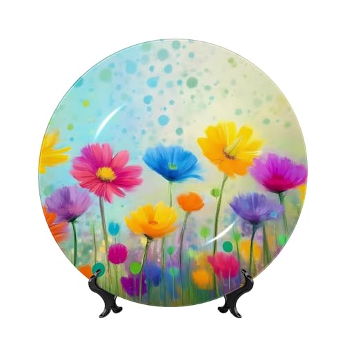 Qewfoju Spring Flower Seasonal Print Decorative Plate 1pc Accent Plate
